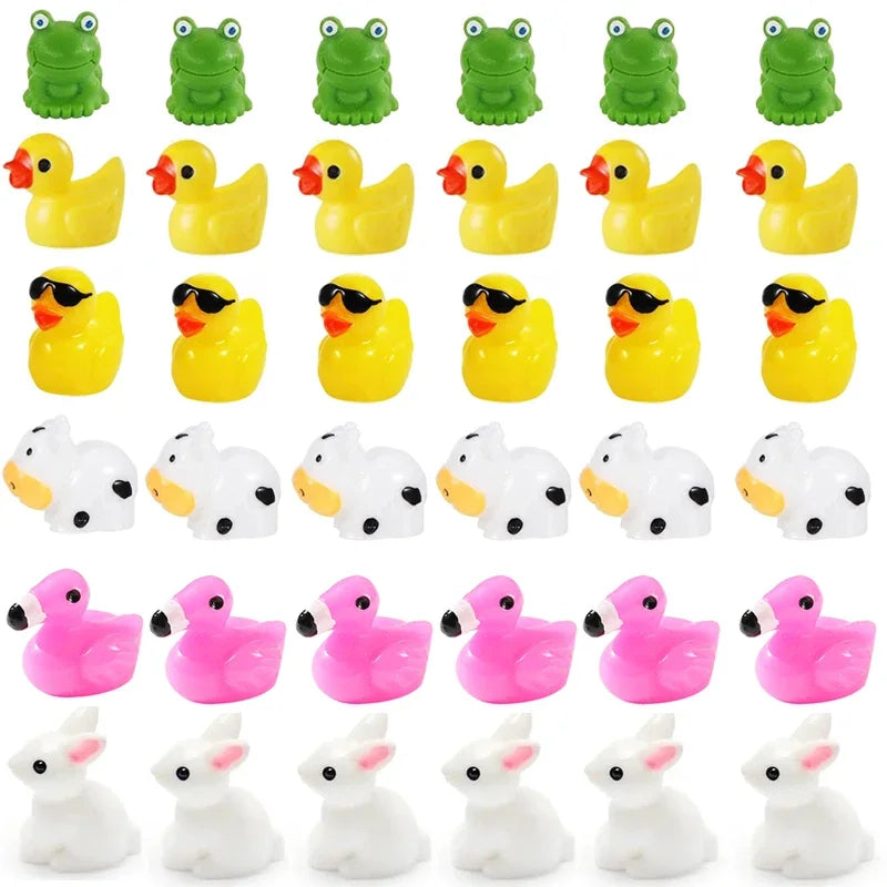 lot mini figurines animaux résine capybara grenouille axolotl flamant rose canard décoration maison jardin