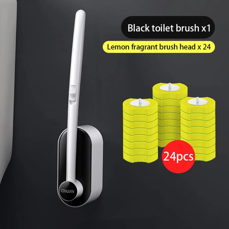brosse toilette long manche remplacement facile blanc bleu moderne adhésif rechargeable set