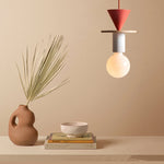 Suspension lumineuse moderne bois naturel rouge beige blanc bleu marron plastique translucide