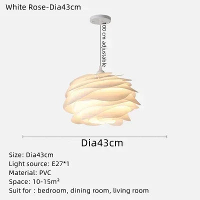 lampe suspendue moderne pvc blanc plissé opaque chambre coucher