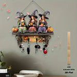 étagère murale décorative sorcières motifs automne couleurs vives halloween clés