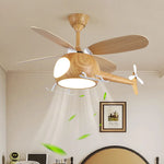 ventilateur intelligent enfants bois lumières led hélicoptère moderne télécommande