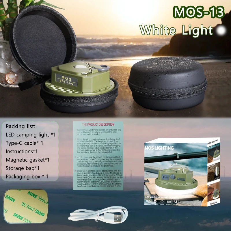 lampe camping vert olive aimantée rechargeable led moderne portative usb