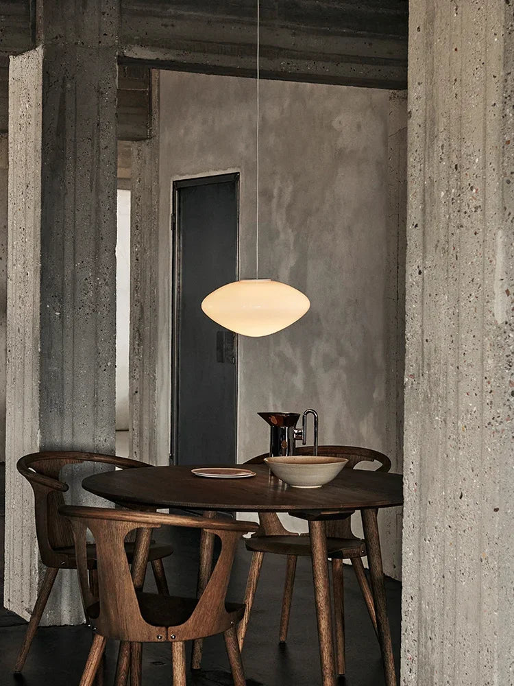 Suspension ovale moderne verre blanc opale salon chambre pendentif led autonomes
