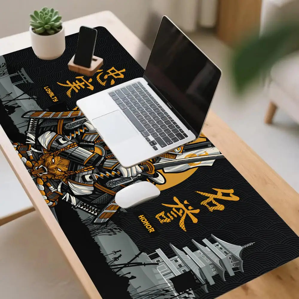 tapis souris samouraï noir doré motifs japonais loyalty honor tapis jeu rapide gamers décoration