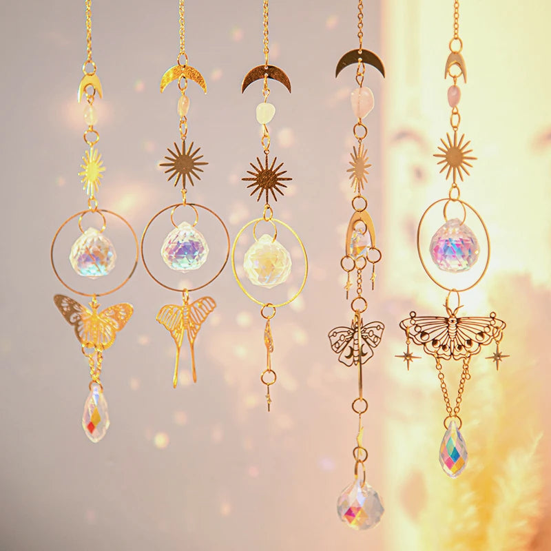 suspension décorative cristal papillon étoile anneau or blanc translucide vortex romantique pastorale