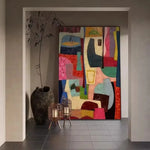 tableau abstrait impression toile couleurs vives forme rectangulaire sans cadre moderne deco mur chambre
