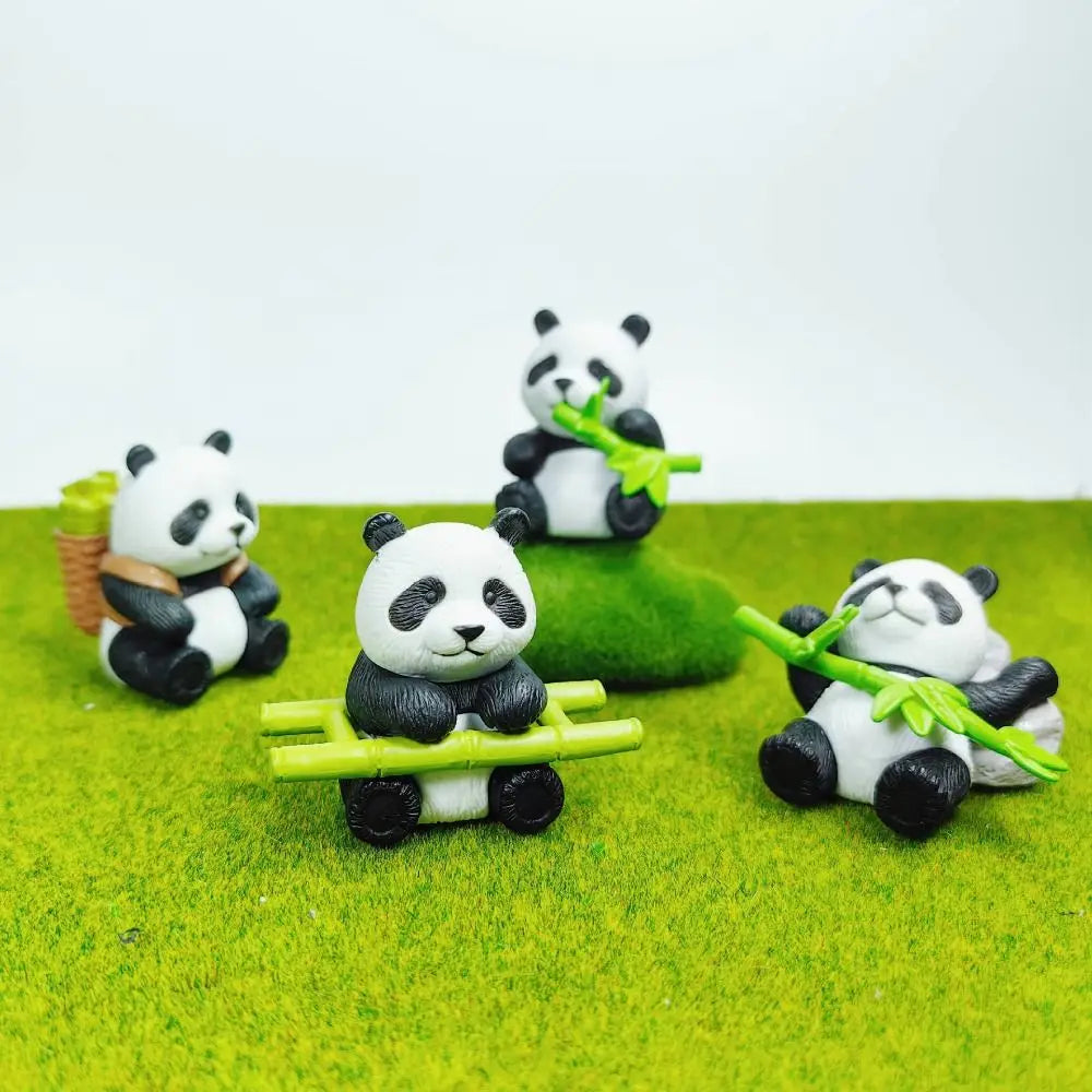 ornements paysagers pandas compagnons figurines cartoon mignon panier bambou pvc opaques