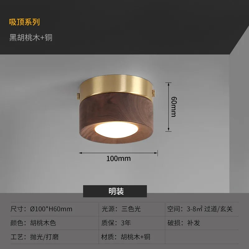lampe moderne or noir bois brillant éclairage quotidien monté surface minimaliste