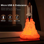 lampe led forme fusée spatiale blanc orange rouge nuages moderne veilleuse rechargeable manuel utilisation