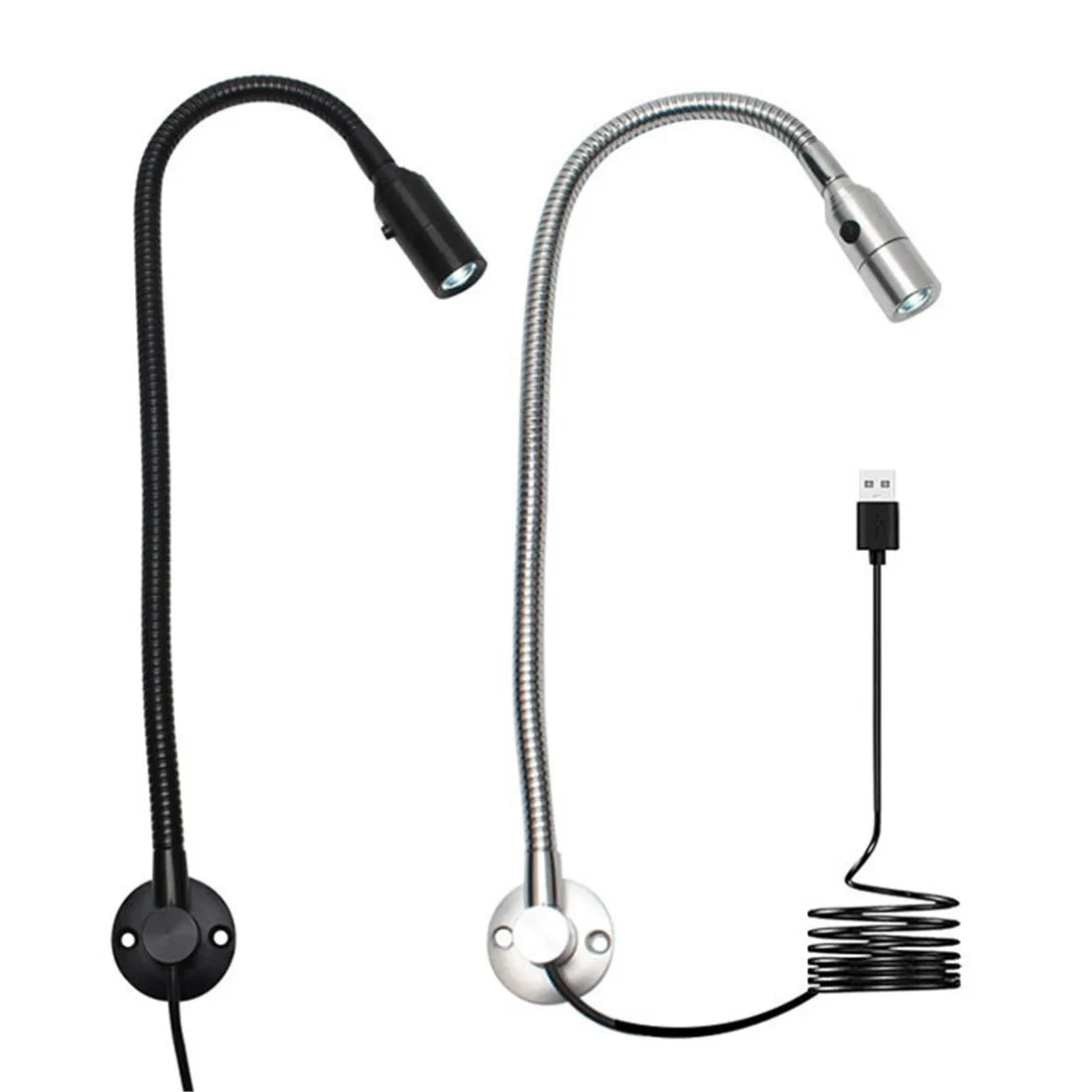 lampe flexible industrielle led noir argent interrupteur câble usb moderne travail réparation