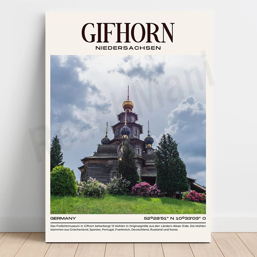 Le musée en plein air de Gifhorn en Allemagne abrite 13 moulins provenant de diverses régions d'Europe, notamment de Grèce, d'Espagne, du Portugal, de France et d'Allemagne.