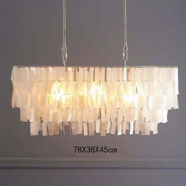 lustre pendentif coquillage vintage blanc doré salon chambre restaurant