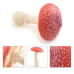 champignons décoratifs résine marron rouge lisses réels jardin decoration pointillés adultes