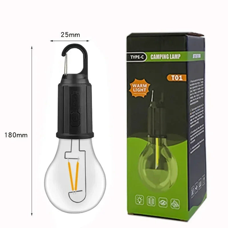 lampe camping led transparente jaune filament blanc vintage rechargeable portable