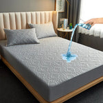 Housse de matelas imperméable 140x200 couleur verte sur lit