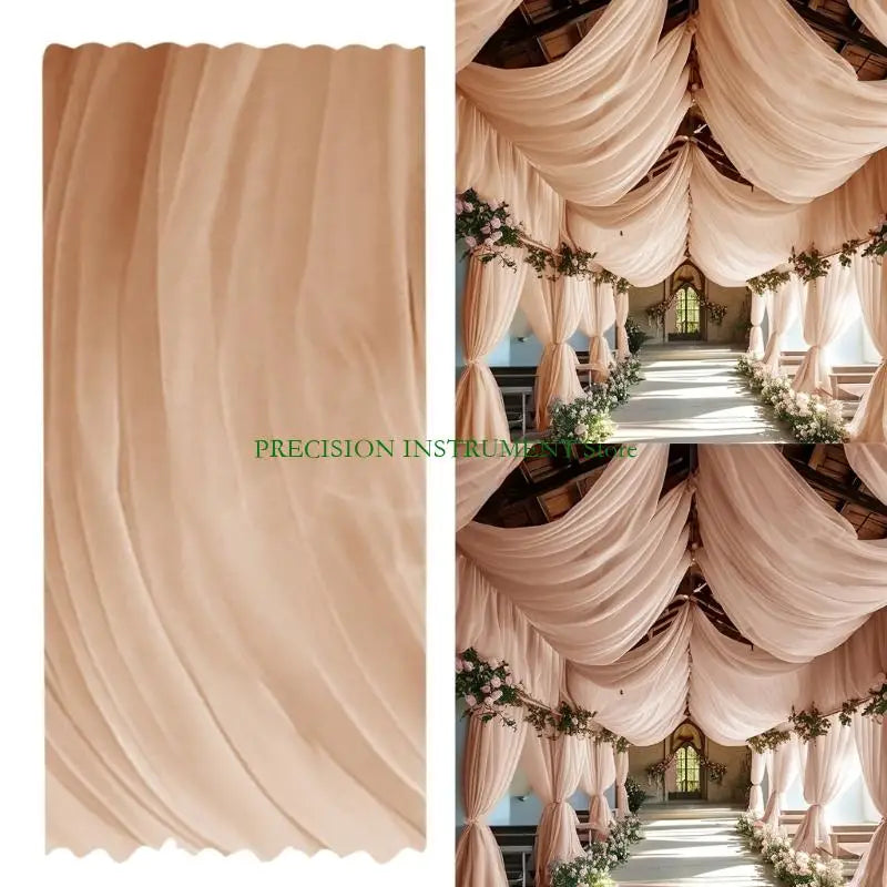 rideaux transparents plissés romantiques élégants blanc rose poudré gaufrés bord inférieur 300 600 800