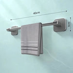 porte serviettes mural adhésif gris lisse moderne salle bain support rangement barre horizontale fixe