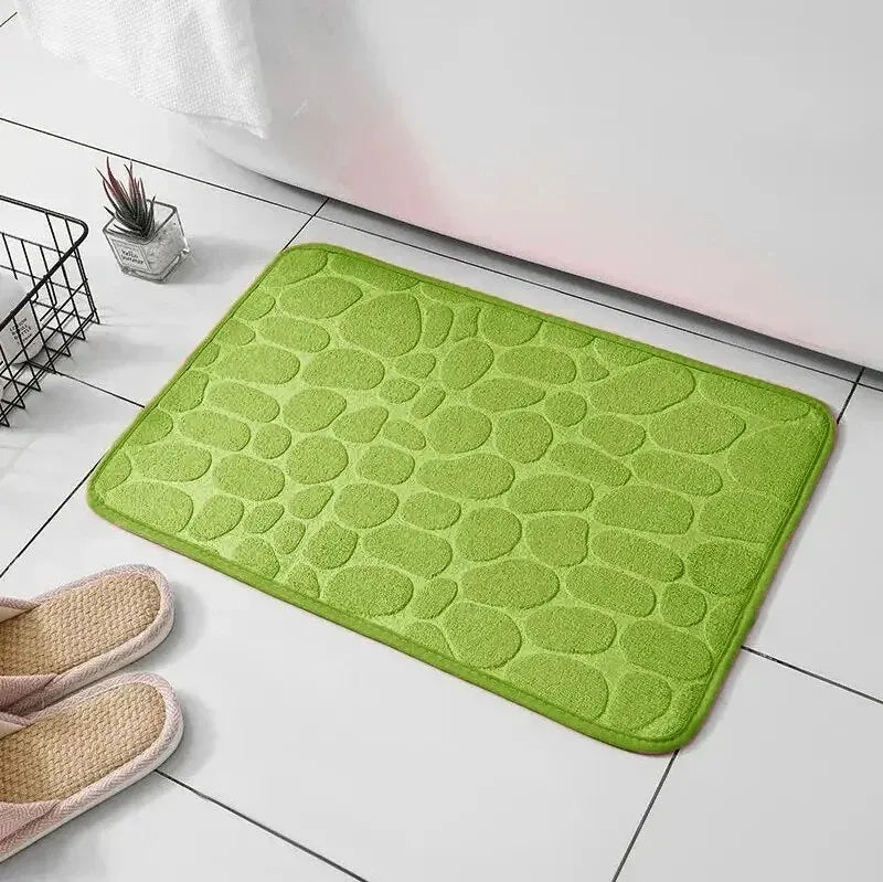 tapis bain rose clair gris texture galet velours moderne antidérapant microfibre salle bain