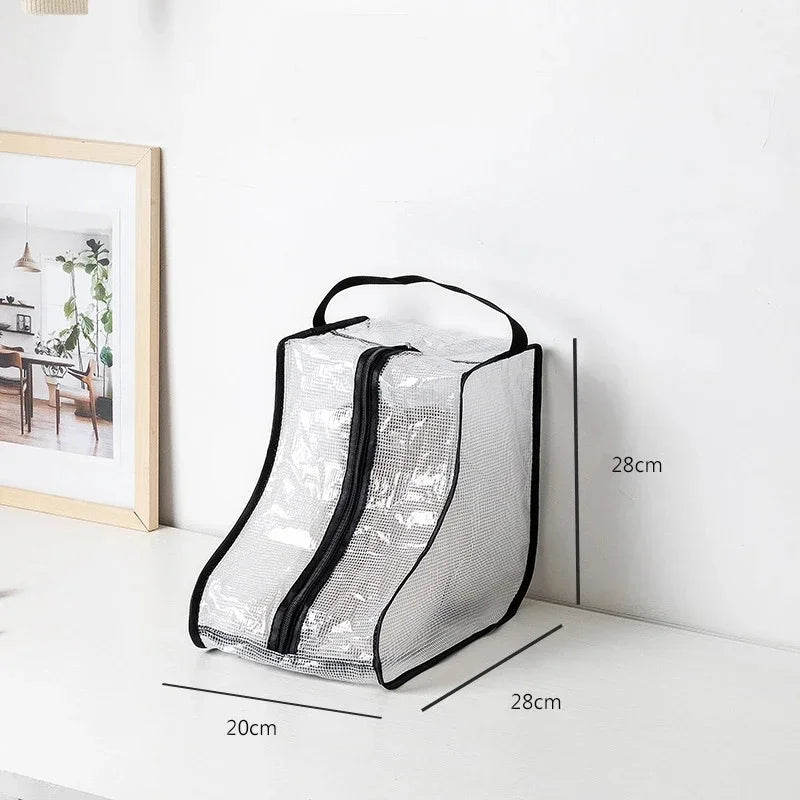 sacs rangement chaussures noir beige fenêtre transparente pratique moderne poignées