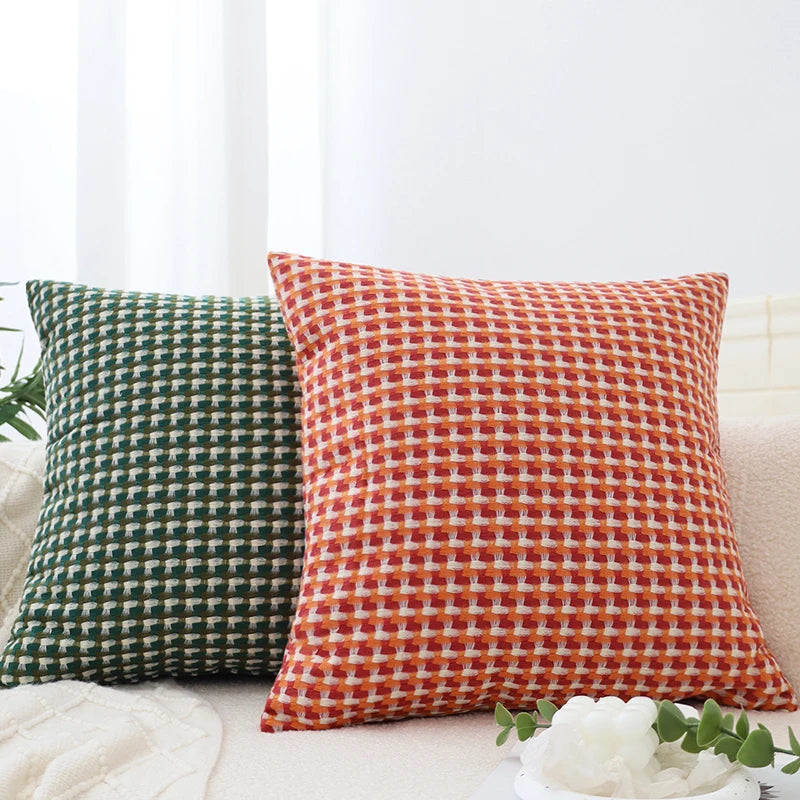 coussin carré moderne motif géométrique orange vert noir 45x45cm machine wash hand wash sofa