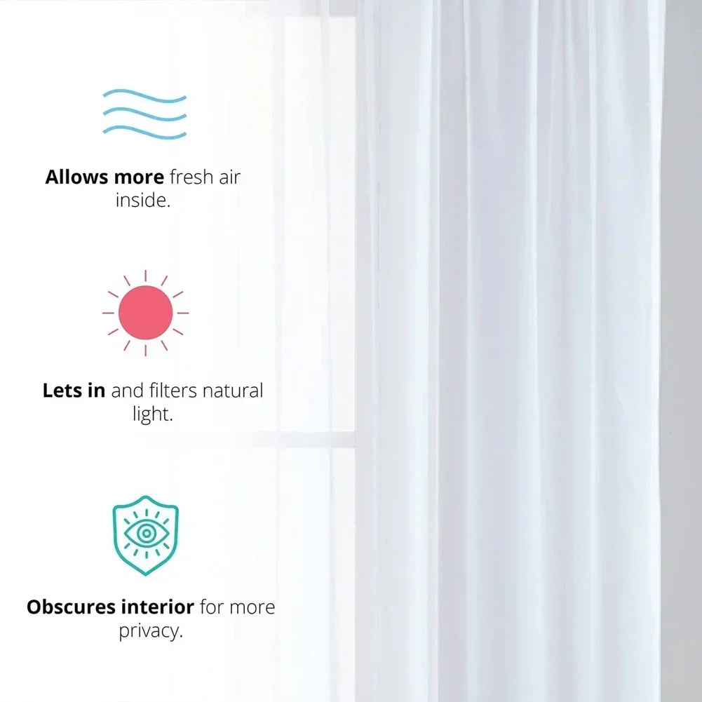 rideau tulle blanc uni moderne transparent fenêtre français blackout anneaux suspension