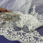 voile mariée blanc dentelle motifs floraux élégant clips métalliques translucide classique