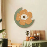 horloge murale fleur moderne minimaliste blanc orange rose vert beige