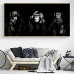 toile d'art photo singes réaliste moderne décoration mur opaque sans cadre chambre salon