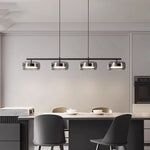 suspension lumineuse moderne noir transparent plafonnier nordique têtes 90cm suspendre inoxydable