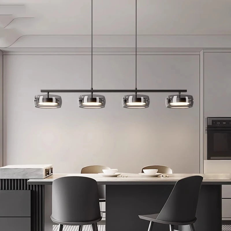 suspension lumineuse moderne noir transparent plafonnier nordique têtes 90cm suspendre inoxydable