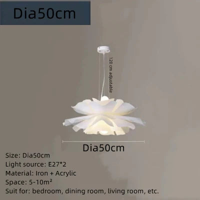 lampe suspendue moderne fleur stylisée blanc opacité chambre salle manger led dia40cm dia50cm dia60cm