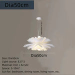lampe suspendue moderne fleur stylisée blanc opacité chambre salle manger led dia40cm dia50cm dia60cm