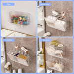 rangement mural transparent compartiments boîtes stockage moderne adhésif cotons tiges coton pads épingles cheveux