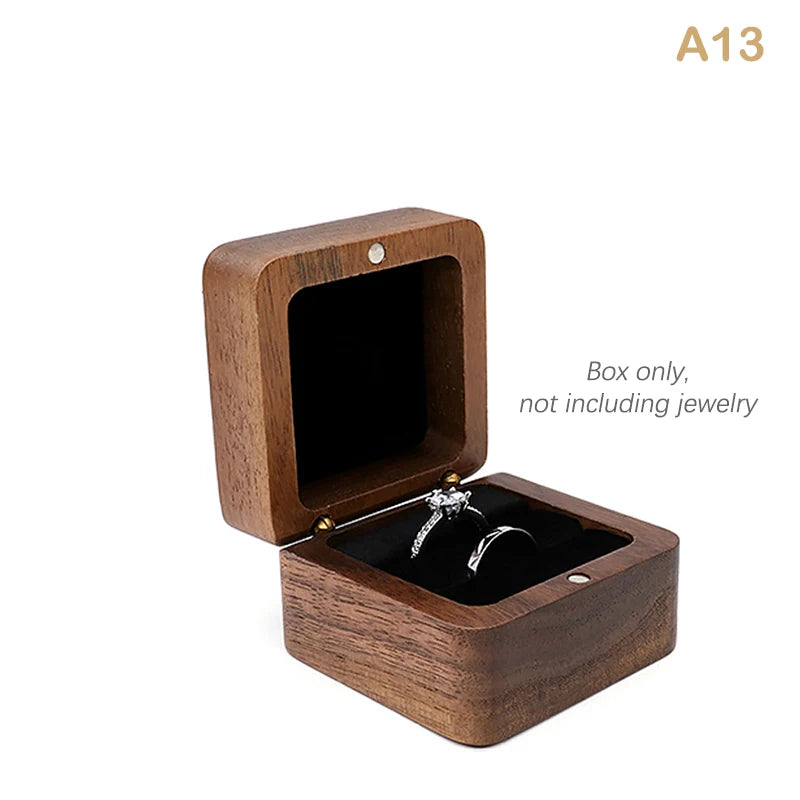boîtes bijoux bois foncé coffret rangement classique coussin intérieur vis anneaux emballage présentation mariage
