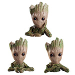 cache pot créatif marron vert texture bois personnage groot fleur intérieur décoration maison artisanat