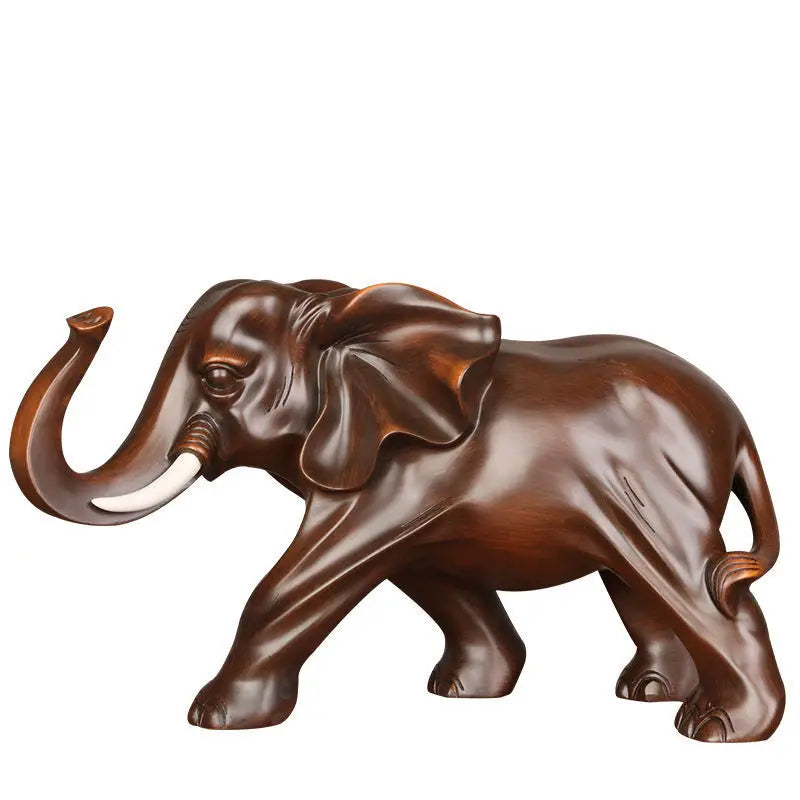 statuette éléphant résine marron foncé sculptée relief décorative maison réaliste