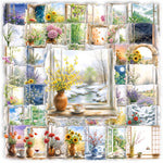 sticker floral paysage saisonnel aquarelle rustique adhésif opaque carnet téléphone portable vintage