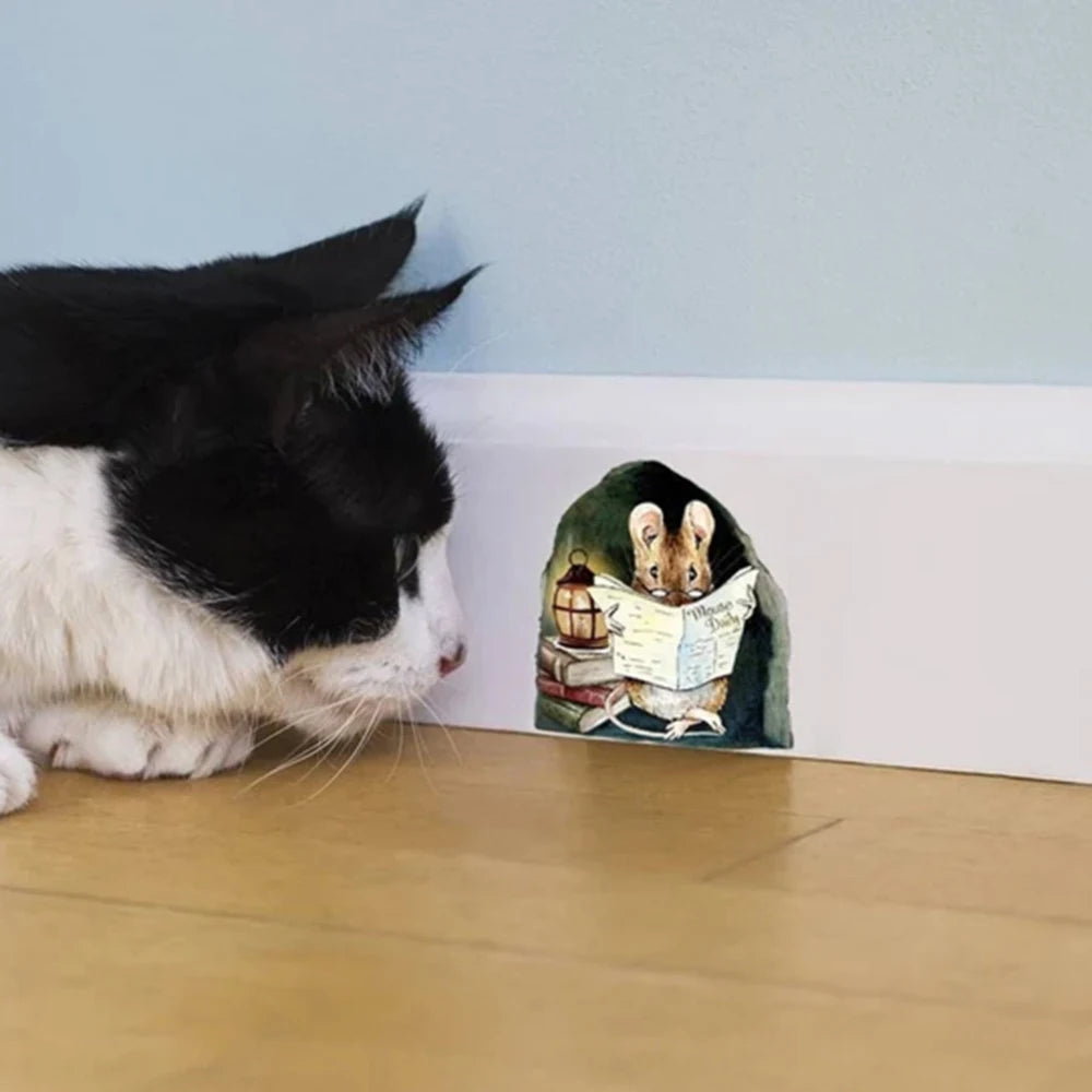 Sticker mural souris dans un trou en bleu ciel dans une chambre d'enfant