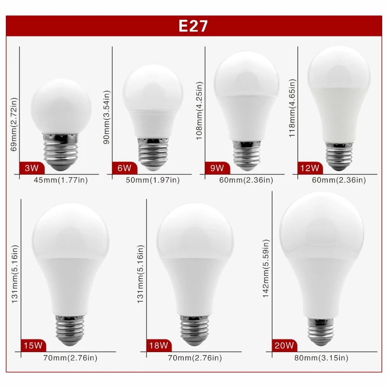 ampoules led e14 e27 blanc froid 5500k 7000k 3w 6w 9w 12w 15w 18w