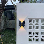 applique murale papillon led solaire moderne noire dorée extérieure adhésive on off