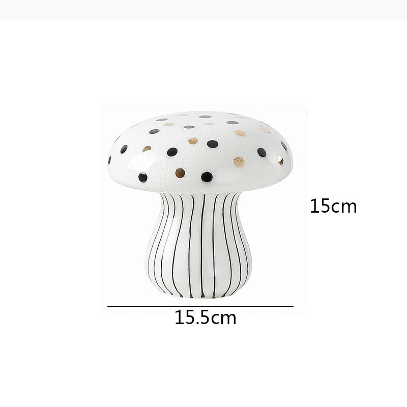 décoration intérieure moderne statue champignon peint rayures pois or blanc noirscrição abstraite contemporaine