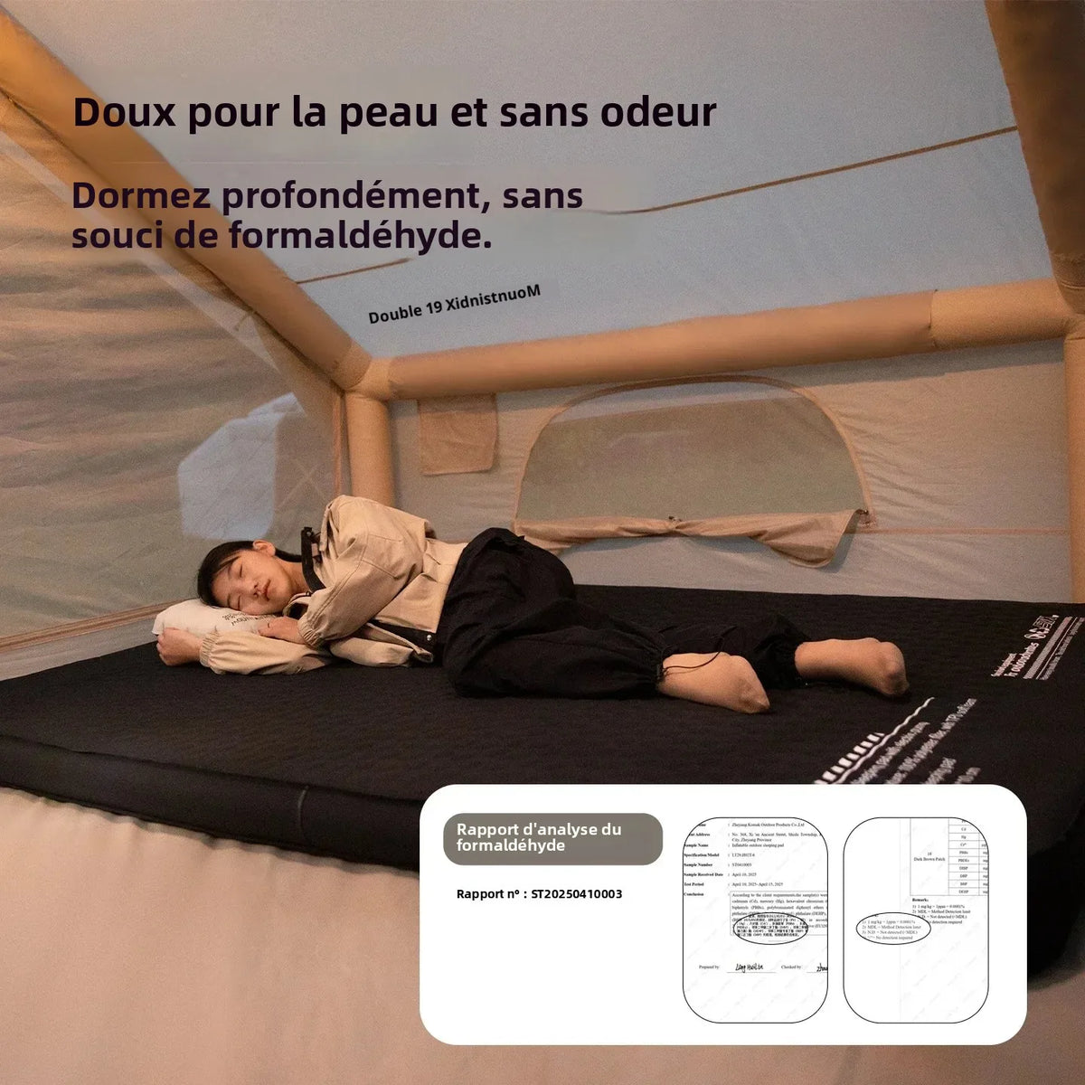 matelas gonflable double coussins gonflables pompe électrique noir vert beige cellules hexagonales camping randonnée