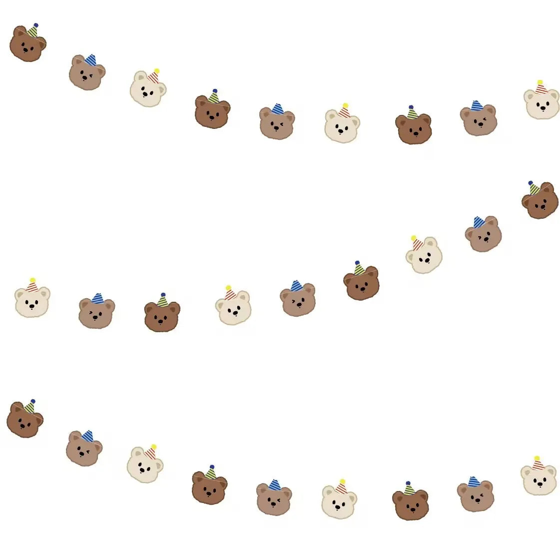 guirlande ours chapeaux fête anniversaire décoration enfantine marron beige blanc