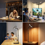 lampe moderne led noir flexible bras articulé interrupteur tactile flux lumineux réglable