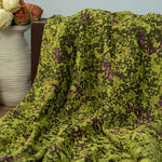 tissu bohème floral vert noir violet polyester texturé motifs végétaux robe jupe sac main
