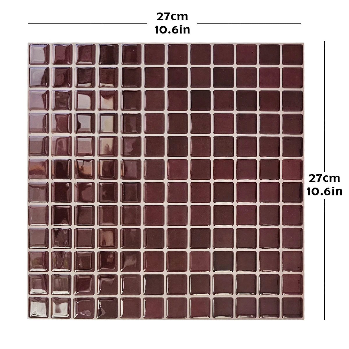 carreaux muraux auto adhésifs mosaïque carrée moderne marron foncé vert résistants eau pack 10