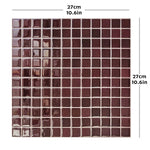 carreaux muraux auto adhésifs mosaïque carrée moderne marron foncé vert résistants eau pack 10