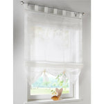 rideau transparent romain brodé couleurs multiples tissu léger plis horizontaux rubans verticaux décoratif