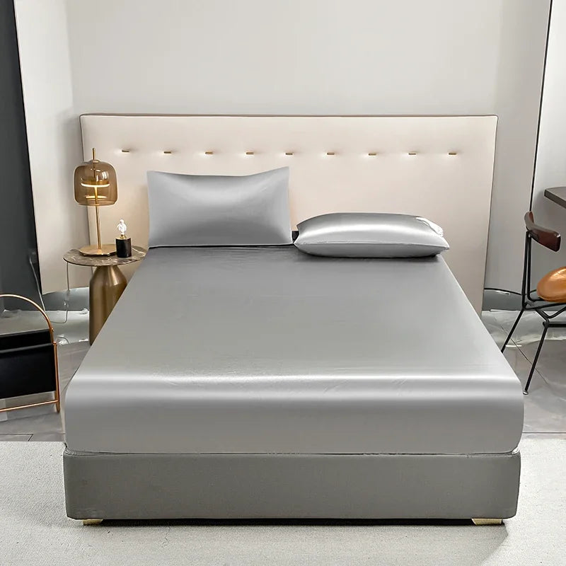 housse lit adulte polyester élastique solide noir moderne ajustable grande taille